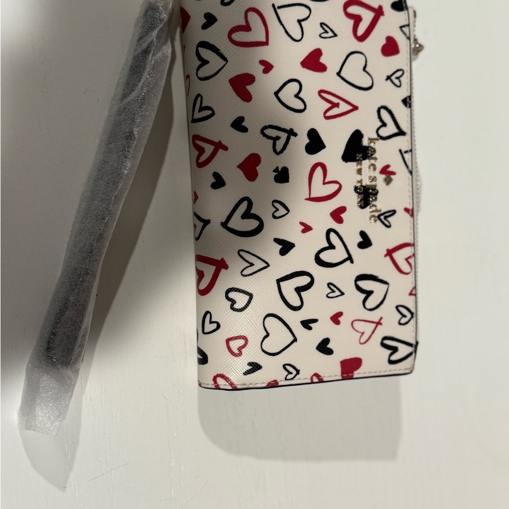 Playful Heart Patterned Cosmetic Bag in Cream